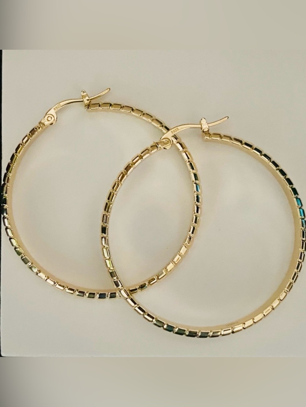 14 Kt Gold Plated 925 Sterling Silver Hoop Earrings 1.5’  NWT